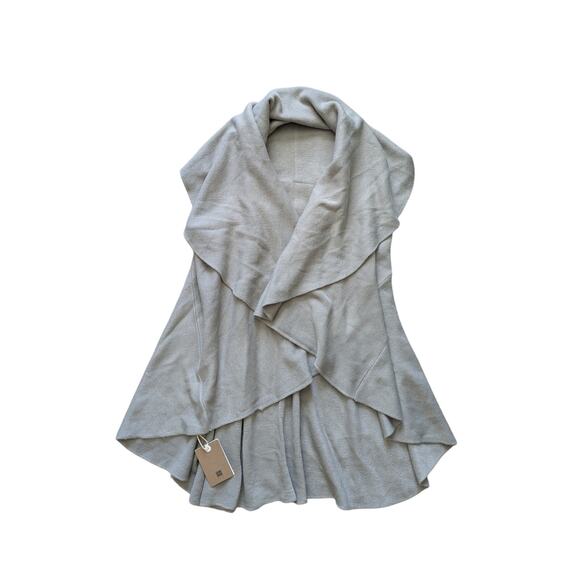 NWT Look by M Shawl Vest Hooded One Size Brown-Gray Thermal Fairy Lagenlook - Picture 3 of 8